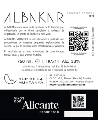 Vino Blanco Albakar | Envíos a toda España y Europa
